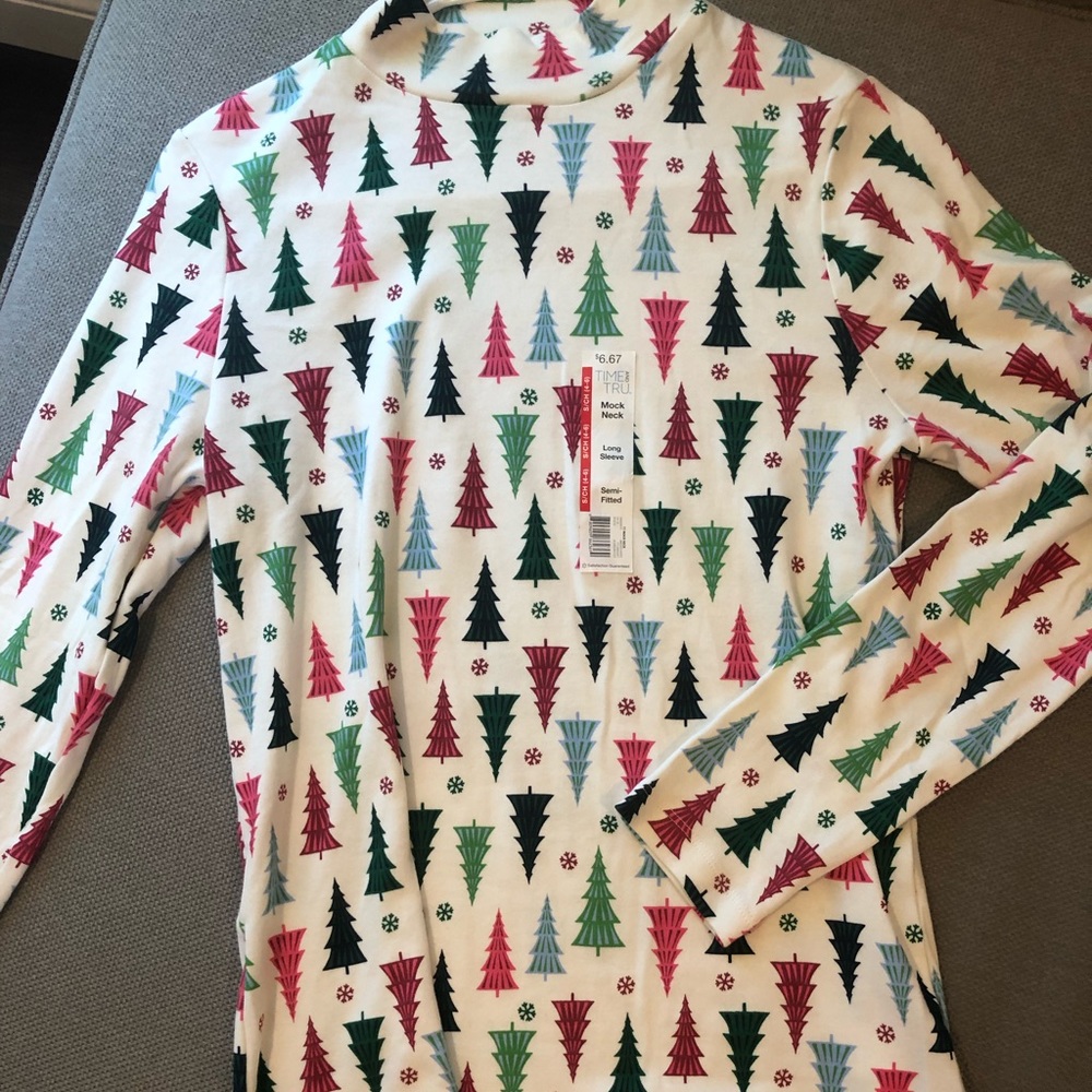 Christmas tree mock turtleneck Time & Tru Sz S